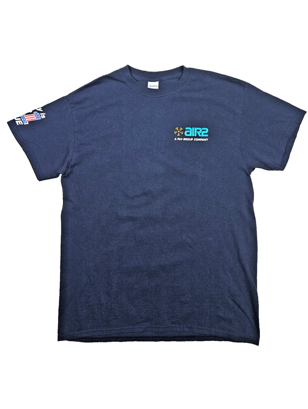 Gildan navy blue crewneck T-shirt with AIR2 logo size M